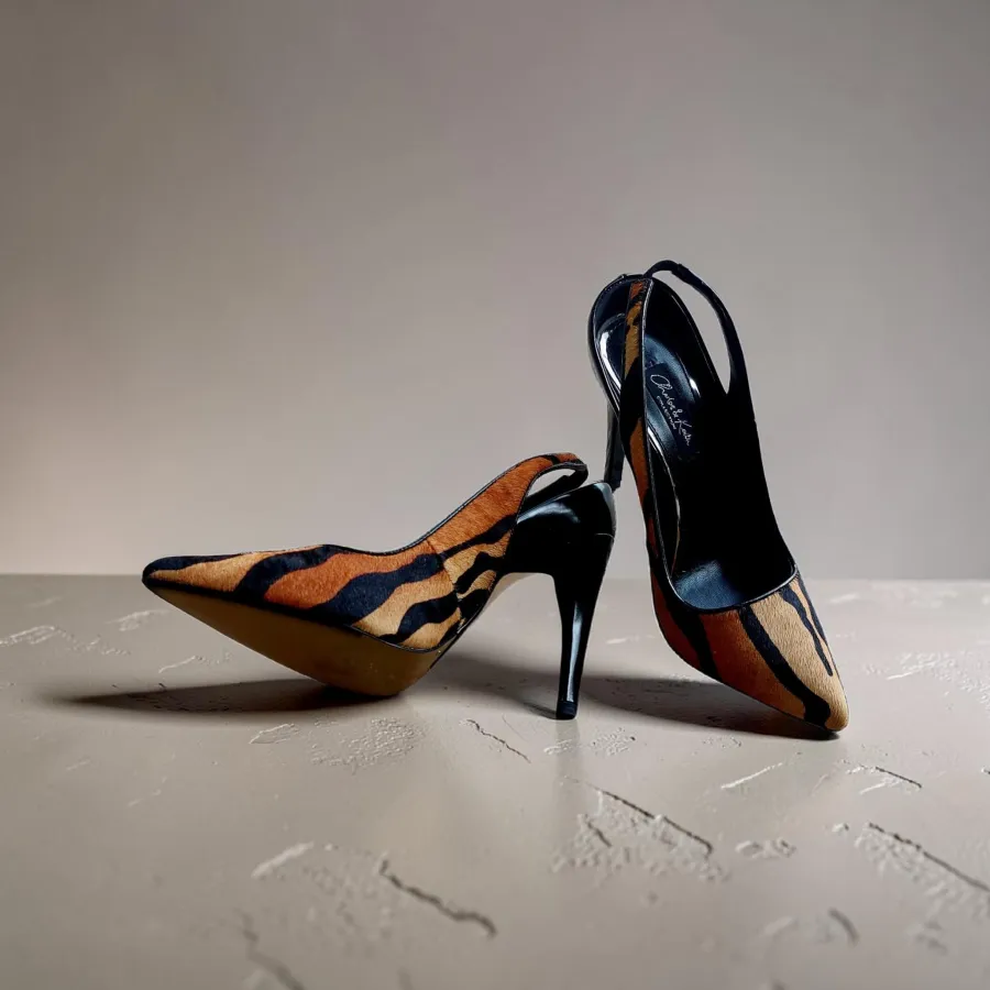 Charles & Keith Tiger Print Pointed Toe Slingback Heels Size 36 (AU 5) Brand New with Box - Photo 5 of 7