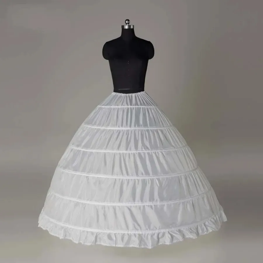 6 Hoop Crinoline White Long Wedding Petticoat Ball Gown Dress Underskirt Skirt Large crinoline - Photo 1 of 3