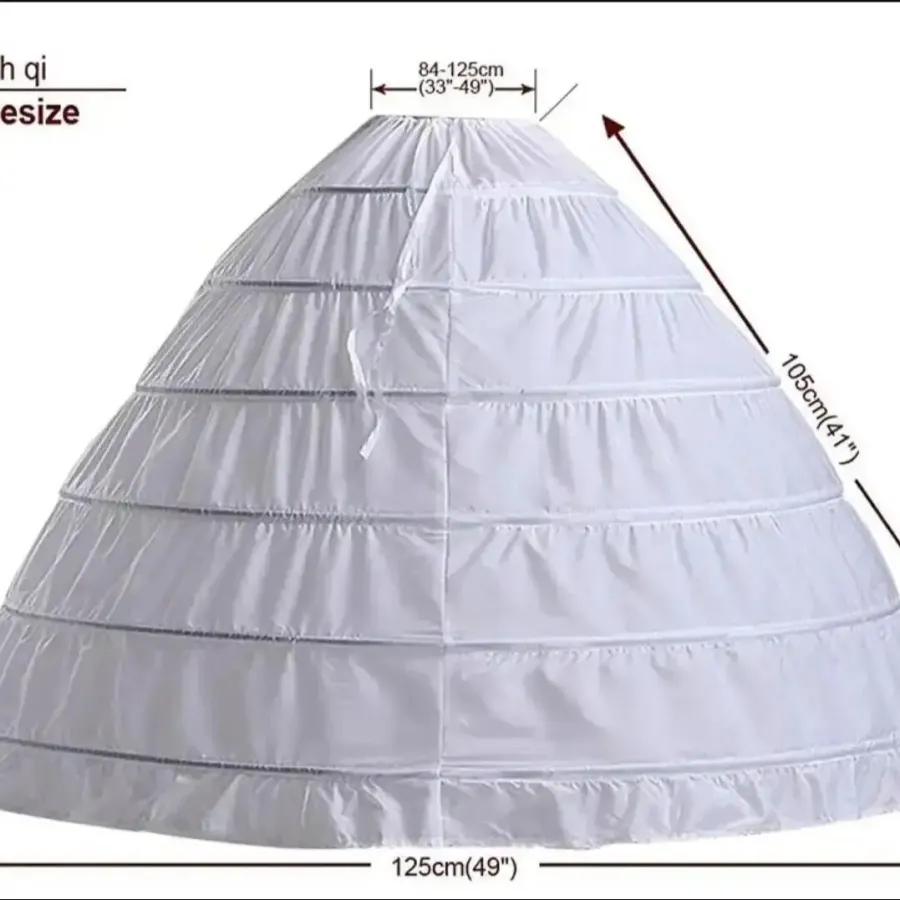 6 Hoop Crinoline White Long Wedding Petticoat Ball Gown Dress Underskirt Skirt Large crinoline - Photo 3 of 3