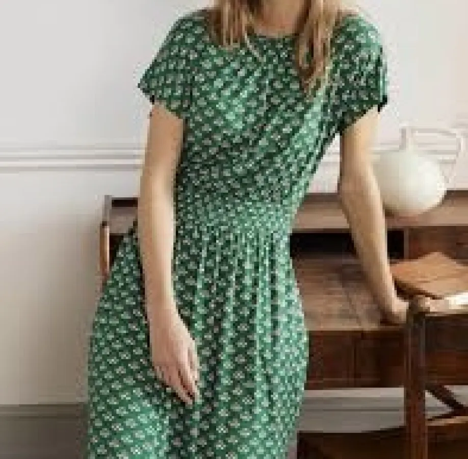 Boden 12 Green floral jersey long dress - Photo 1 of 7