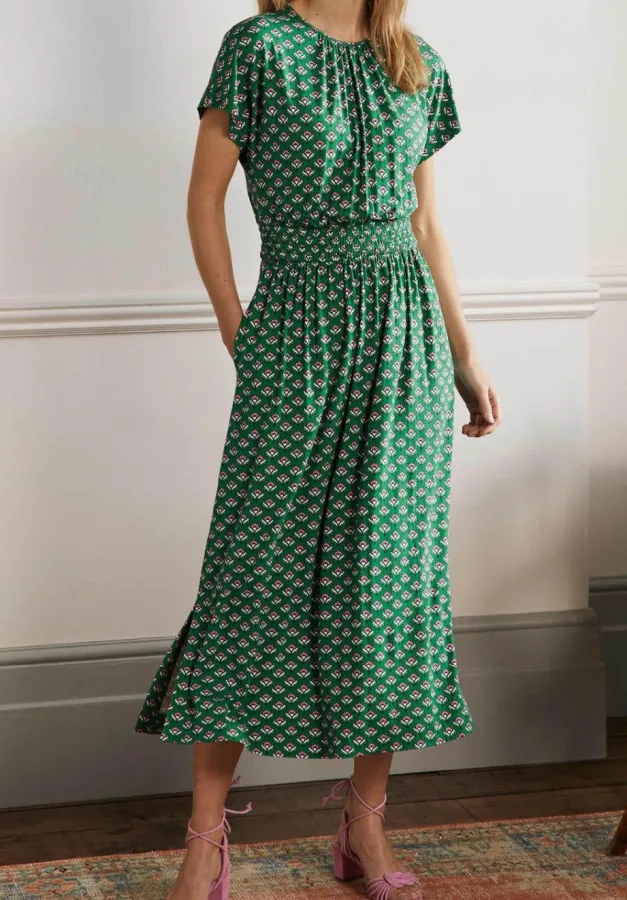 Boden 12 Green floral jersey long dress - Photo 2 of 7