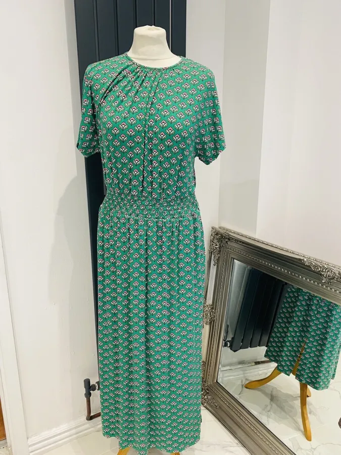 Boden 12 Green floral jersey long dress - Photo 5 of 7
